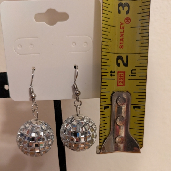 🎄BOGO FREE🎄Handmade Silver Disco Ball Earrings - Picture 3 of 4